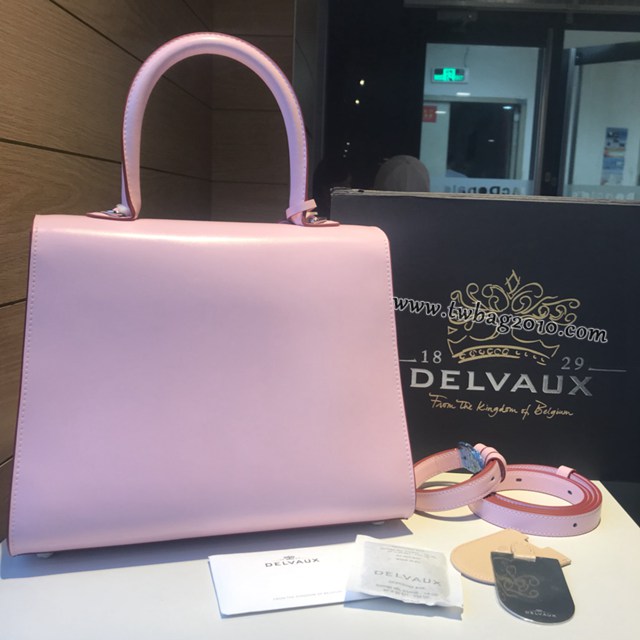 Delvaux全新系列brilliant box皮櫻花粉小牛皮德爾沃專櫃女士手提肩背包 bxs1082